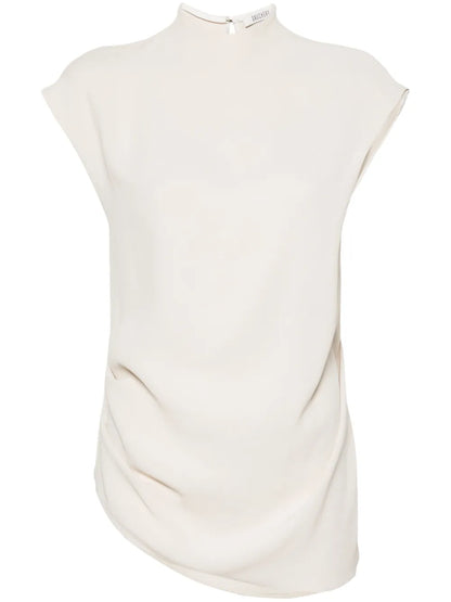 Crepe Asymmetric Sleeveless Blouse