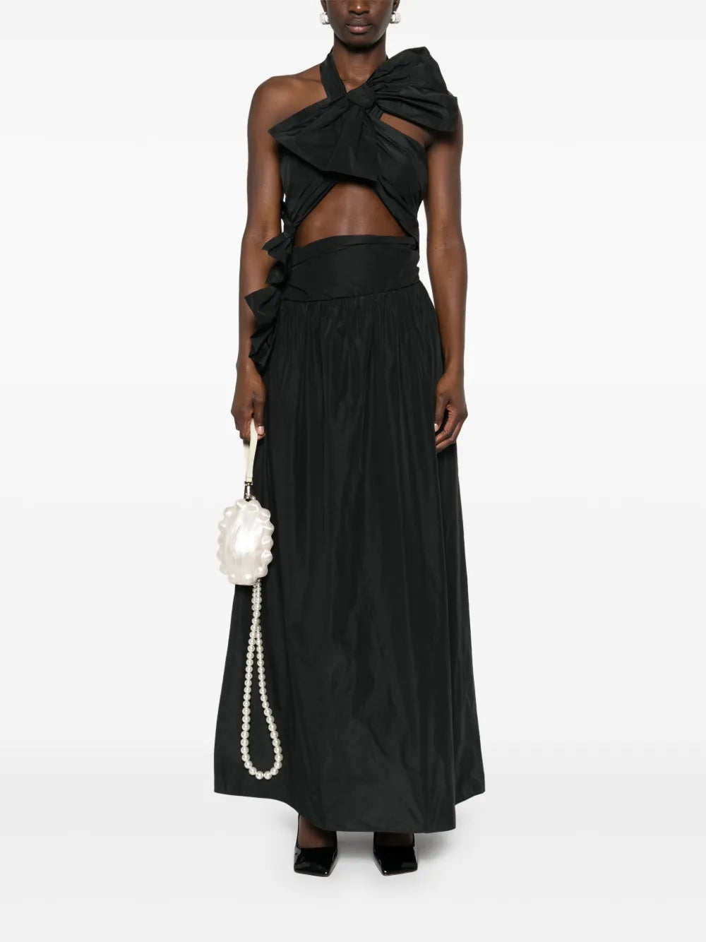 Bow-Detail Wrap Maxi Dress