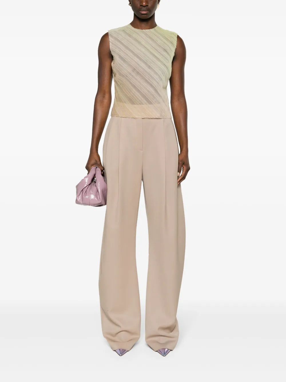 Pleated Tulle Tank Top