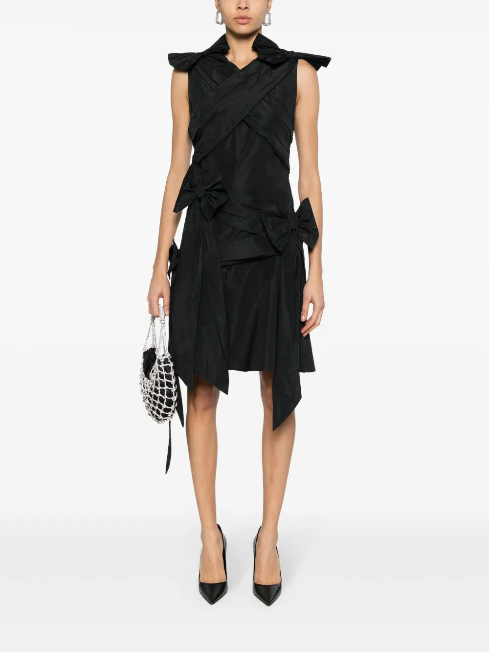 Draped Bow-Detail Mini Dress