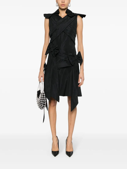 Draped Bow-Detail Mini Dress