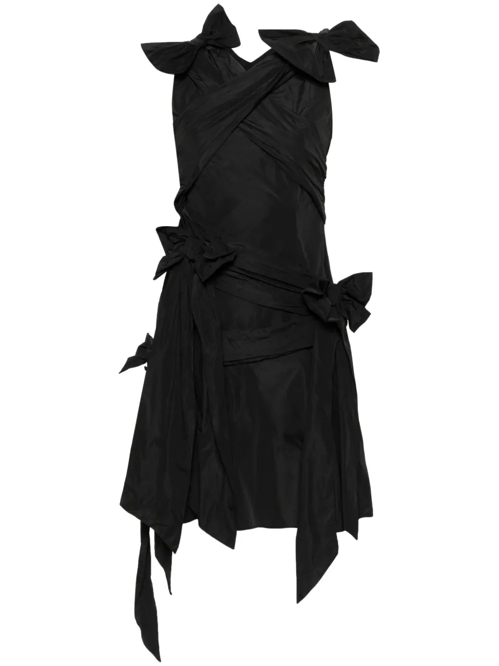 Draped Bow-Detail Mini Dress