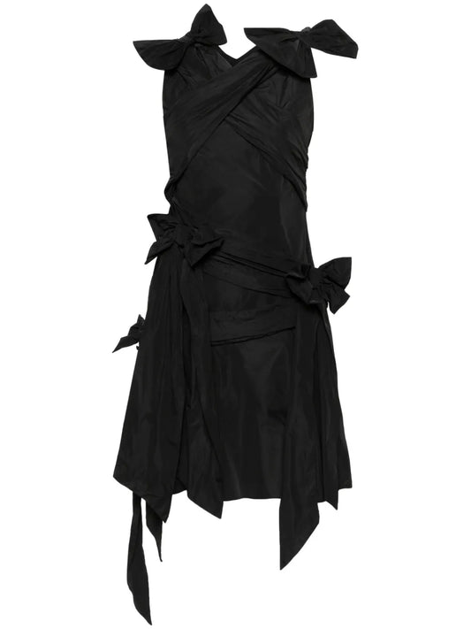 Draped Bow-Detail Mini Dress