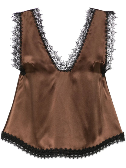 Lace-Trim Silk Camisole
