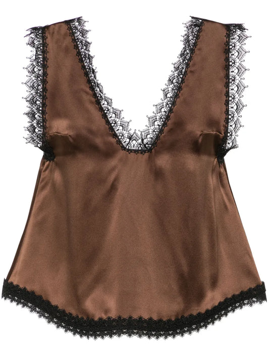 Lace-Trim Silk Camisole