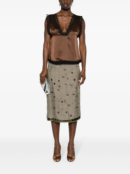 Lace-Trim Silk Camisole