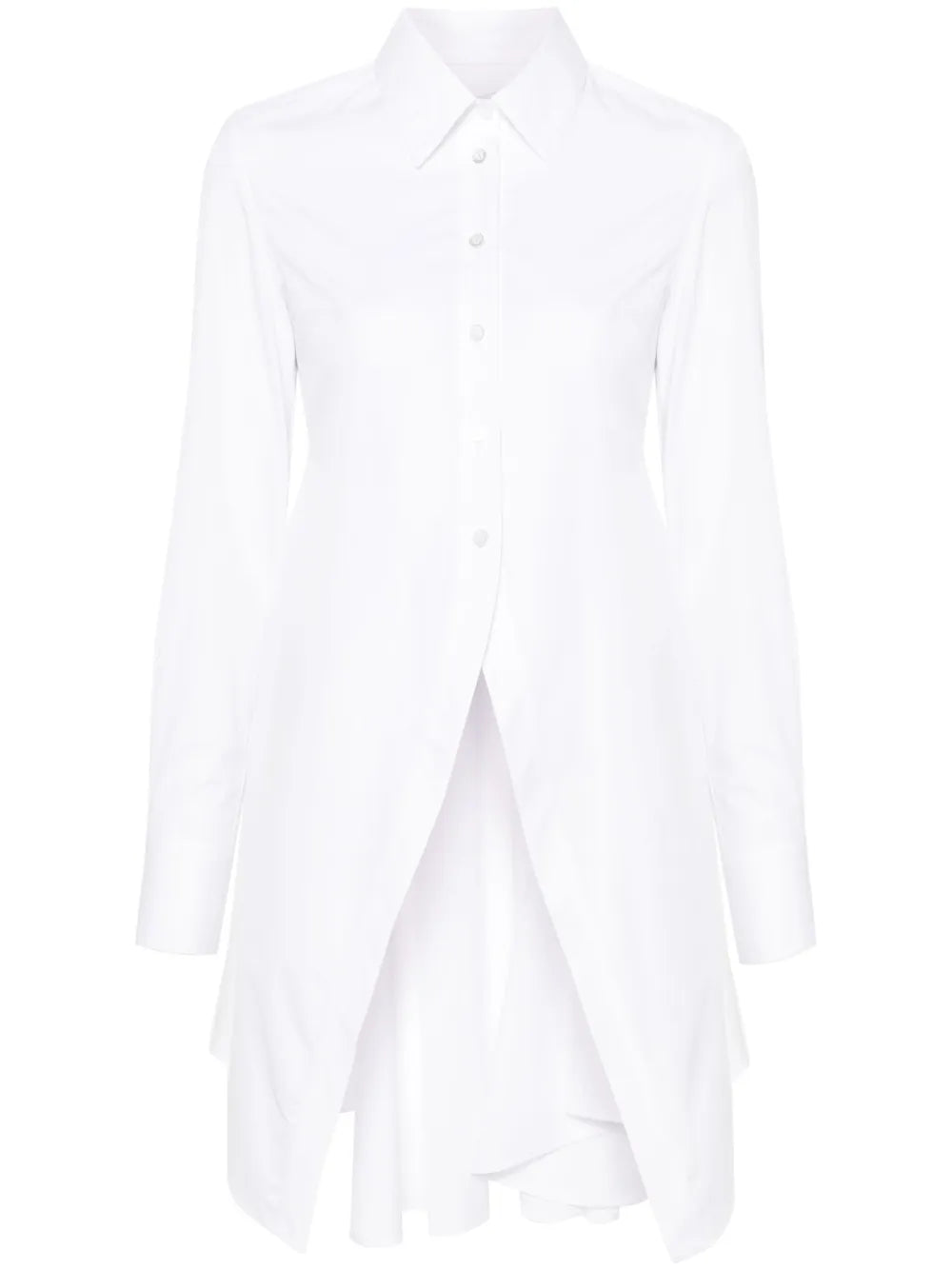 Straight-Collar Cotton Godet Shirt