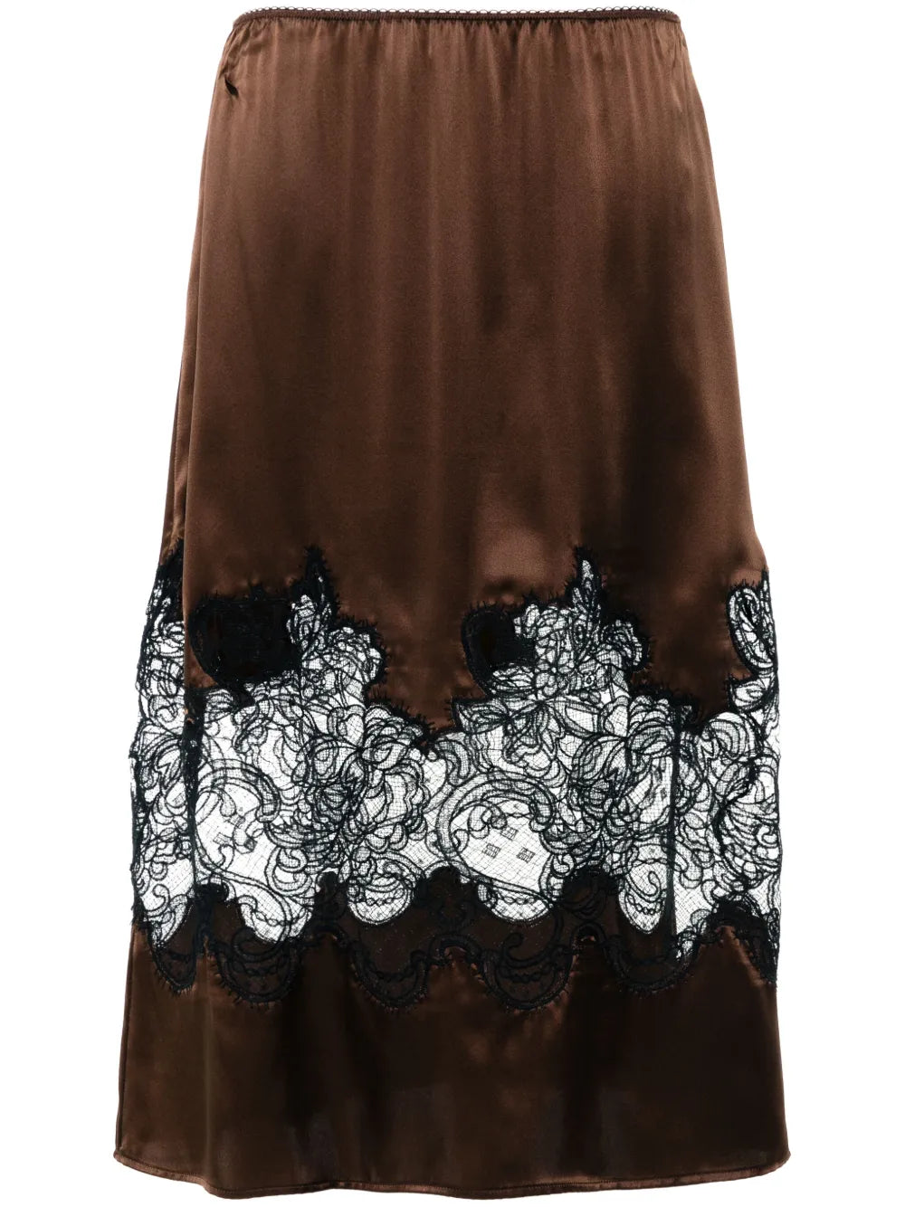 Lace-Detail Satin Skirt