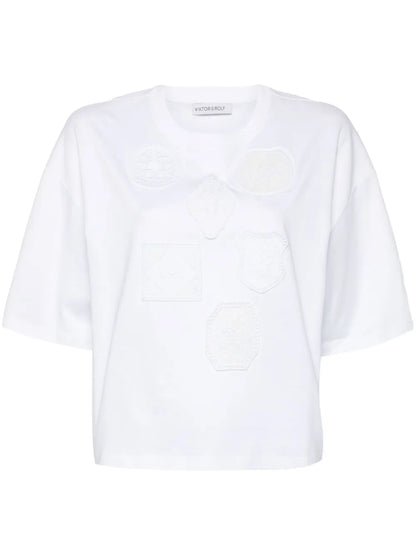 Godet Tulle-Detail Cotton T-Shirt
