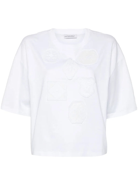 Godet Tulle-Detail Cotton T-Shirt