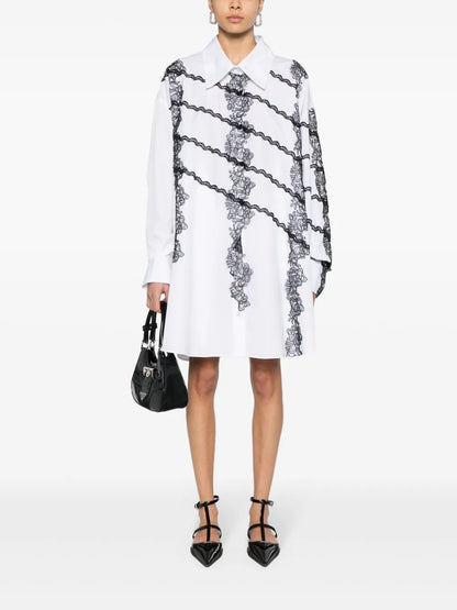 Lace-Appliqué Cotton Shirt Dress