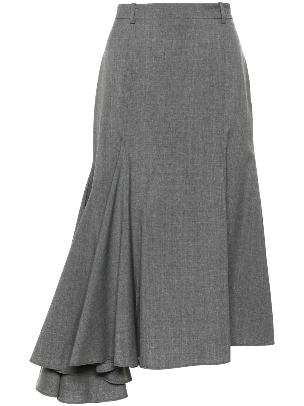 Godet-Detail Wool Asymmetric Skirt