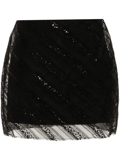 Tulle-Overlay Mini Skirt