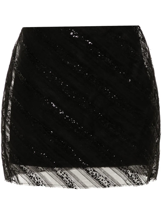 Tulle-Overlay Mini Skirt