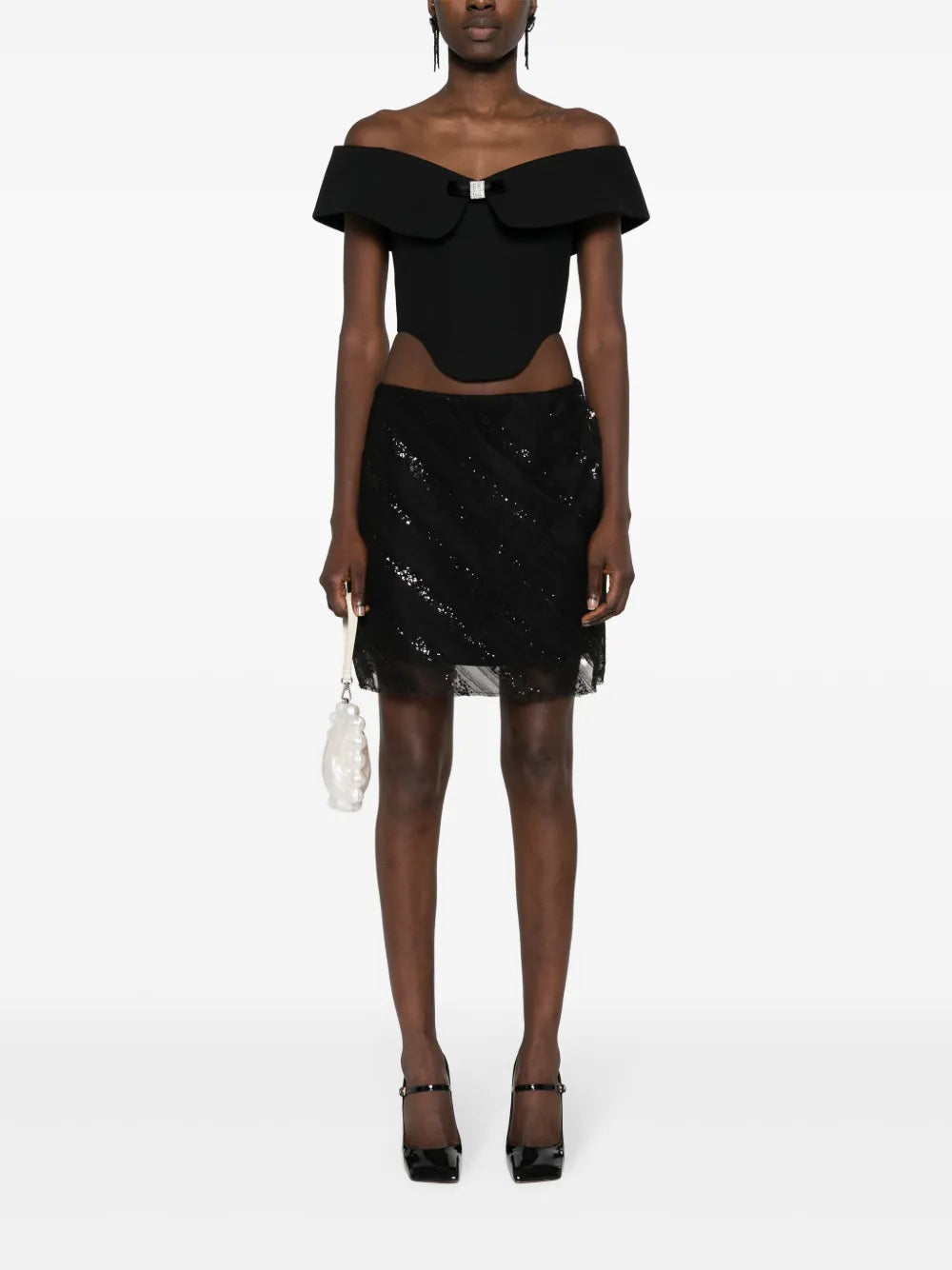 Tulle-Overlay Mini Skirt