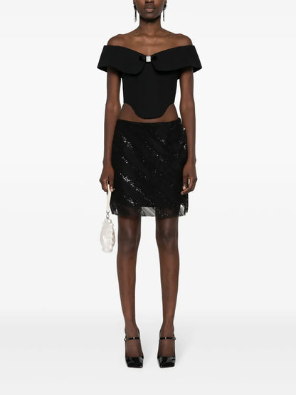 Tulle-Overlay Mini Skirt