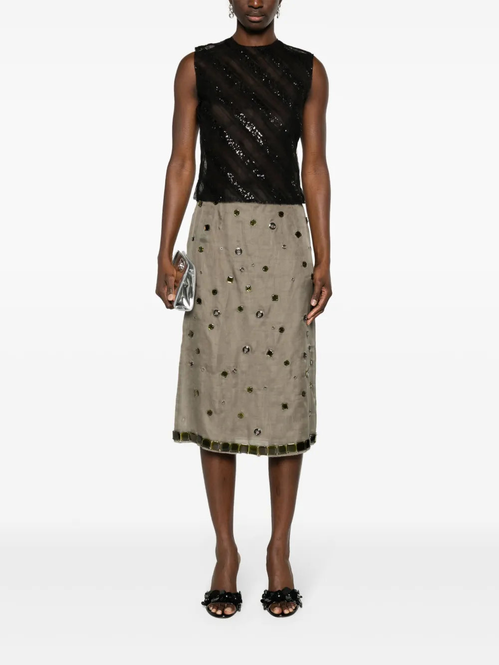 Sequined Tulle Tank Top
