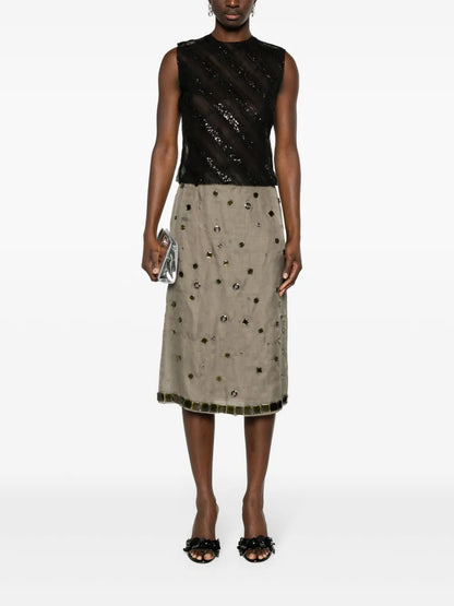 Sequined Tulle Tank Top