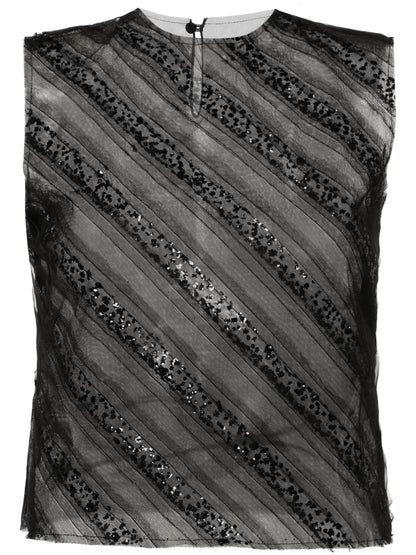 Sequined Tulle Tank Top