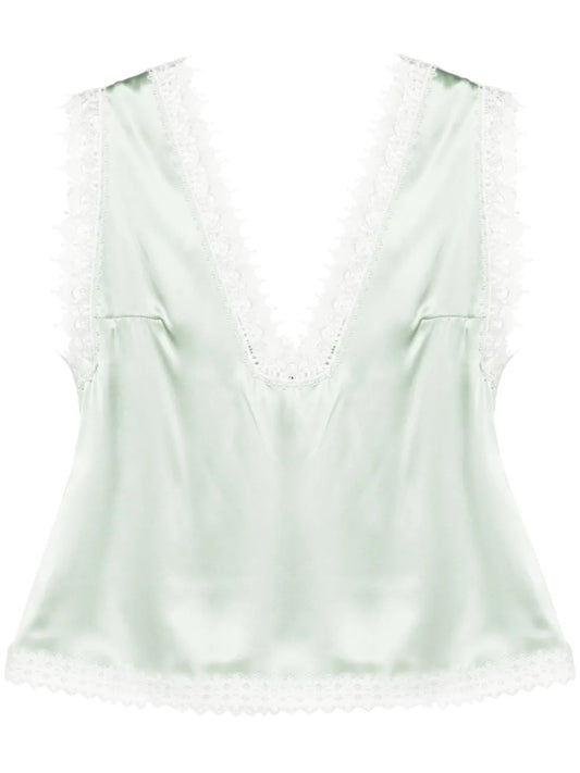 Lace-Trim Silk Camisole