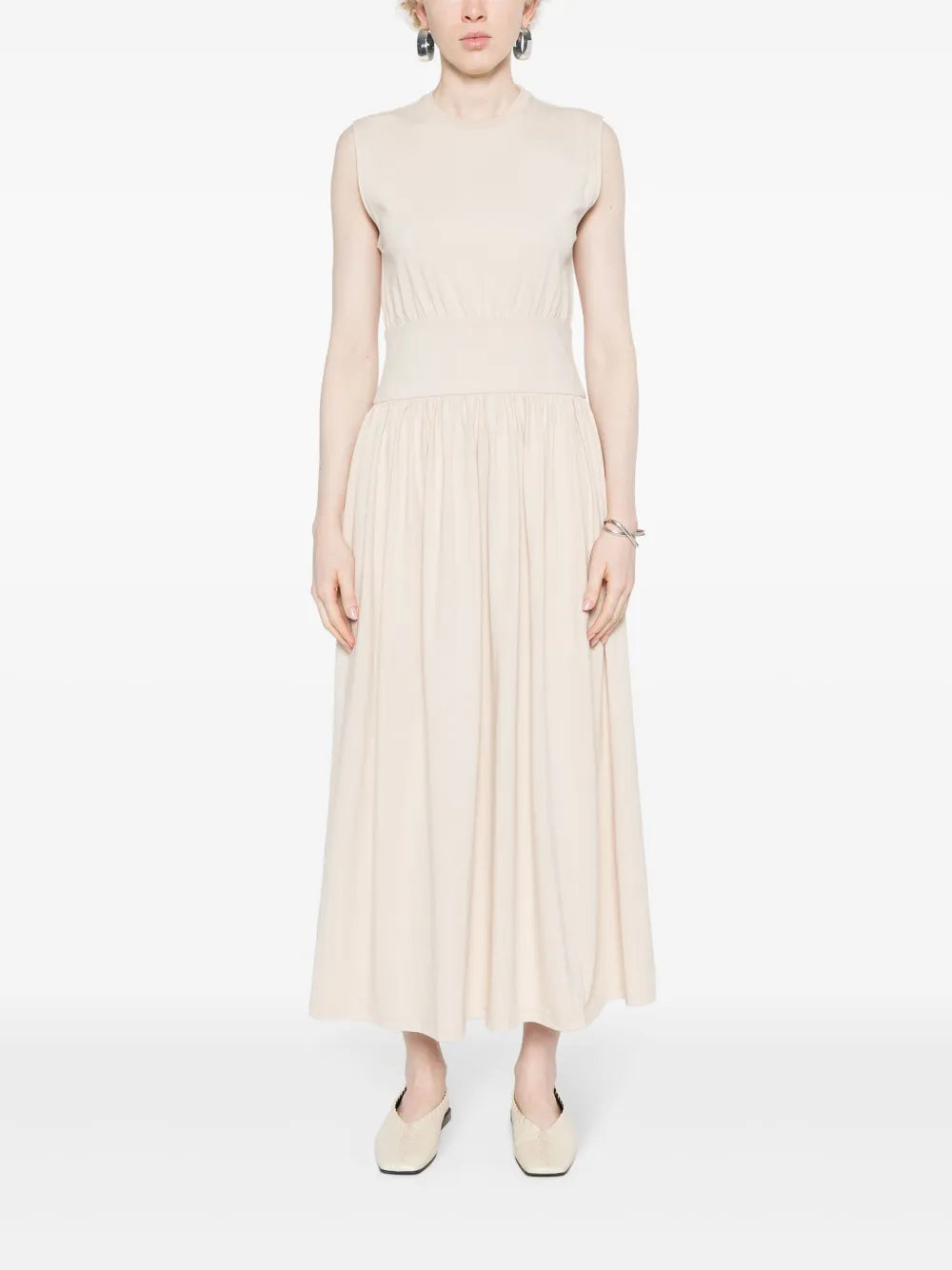 Fitted-Waistband Midi Dress