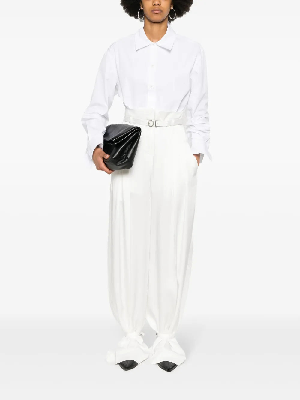 Belted Ankle-Tie Tailored Trousers