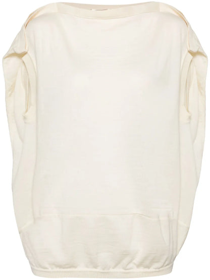 Fine-Knot Crew-Neck Wool Top
