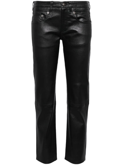 Boy Straight Leather Trousers