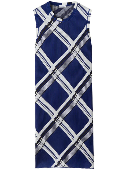 Check-Print Silk Dress