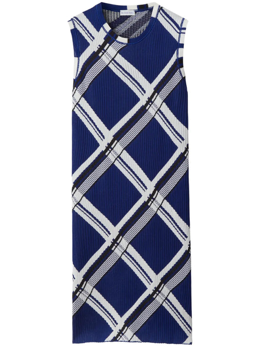 Check-Print Silk Dress