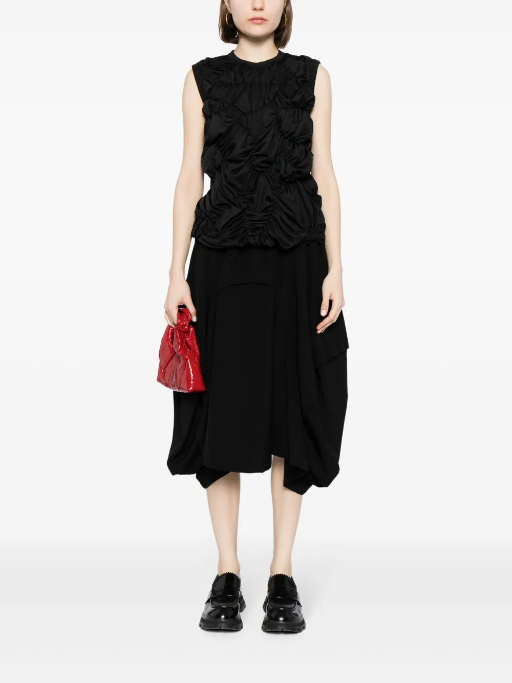 Wool Draped Midi Skirt