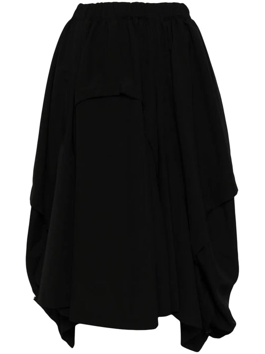 Wool Draped Midi Skirt