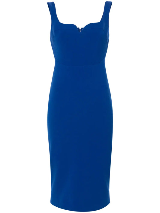 Zip-Up Crepe Midi Dress