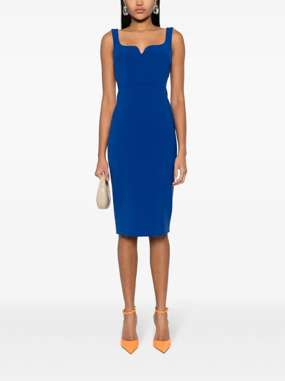 Zip-Up Crepe Midi Dress