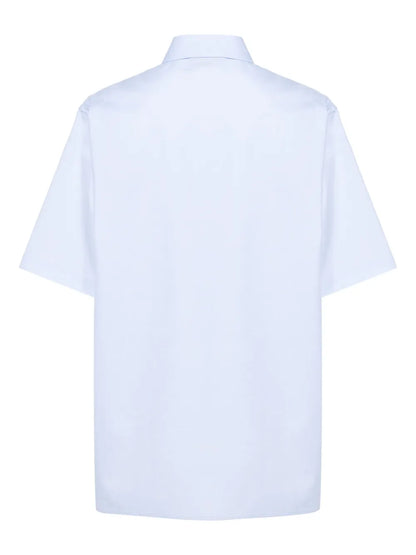 Straight-Point Collar Cotton Shirt