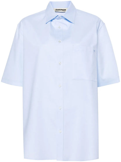 Straight-Point Collar Cotton Shirt