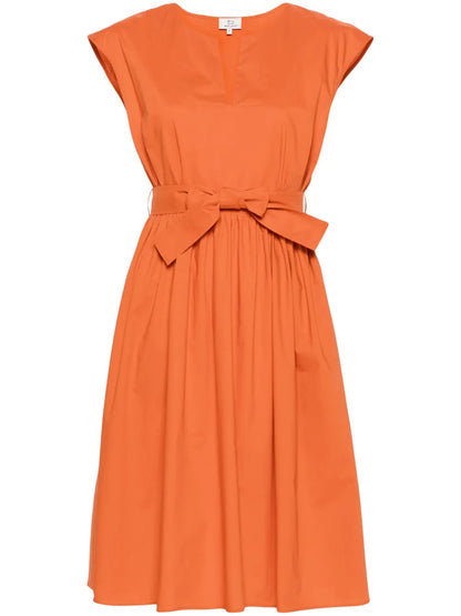 V-Neck Poplin Midi Dress