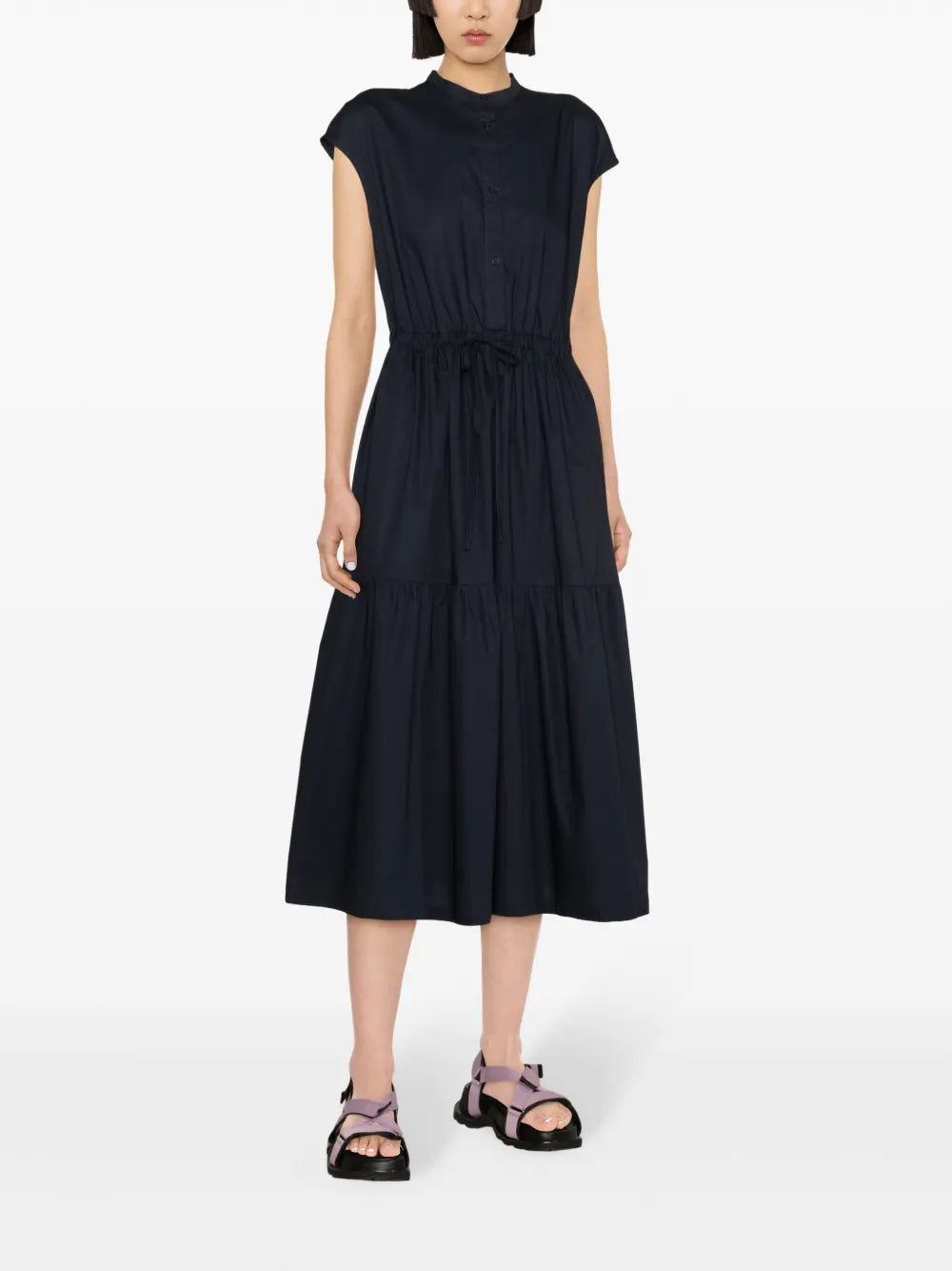Drawstring-Waist Maxi Dress