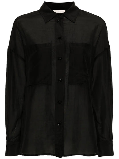 Chest-Pockets Semi-Sheer Shirt