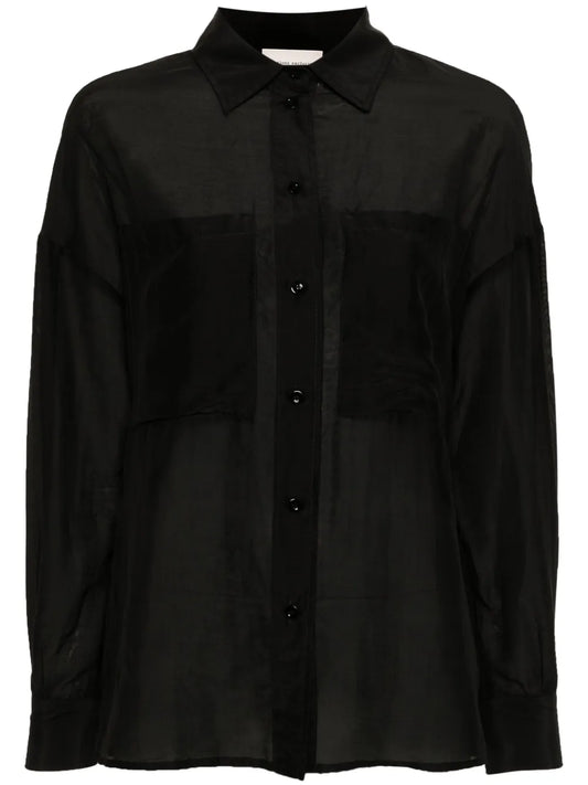 Chest-Pockets Semi-Sheer Shirt