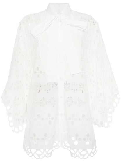 Lace Embroidered Cotton Shirt