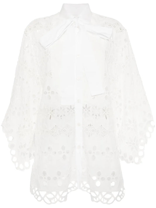 Lace Embroidered Cotton Shirt