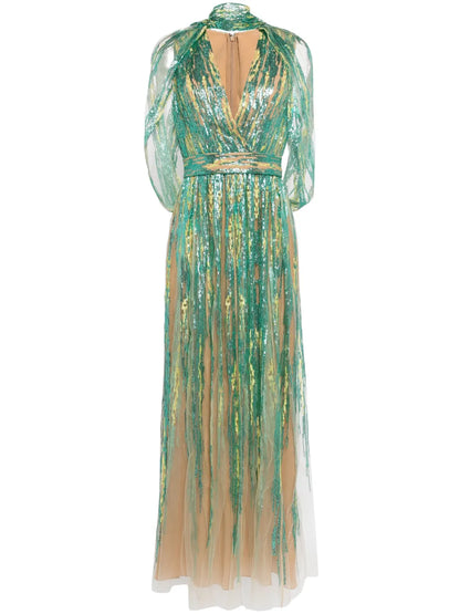 Sequin-Embellished Tulle Gown