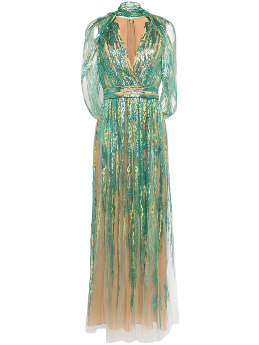 Sequin-Embellished Tulle Gown