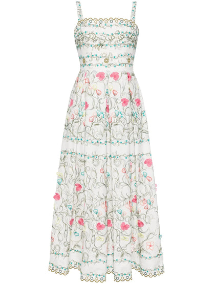 Floral-Embroidered Maxi Dress