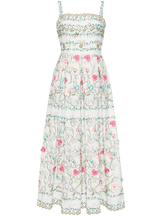 Floral-Embroidered Maxi Dress