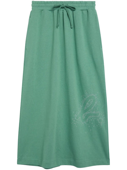 Logo-Embellished Cotton Midi Skirt