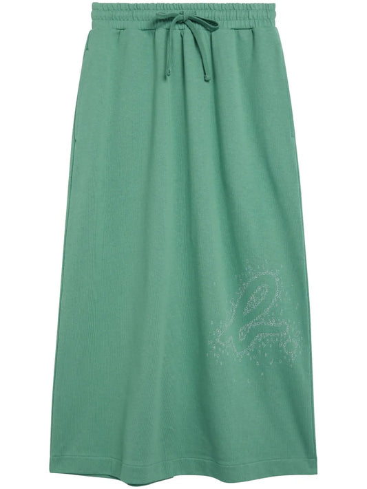 Logo-Embellished Cotton Midi Skirt