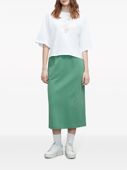 Logo-Embellished Cotton Midi Skirt