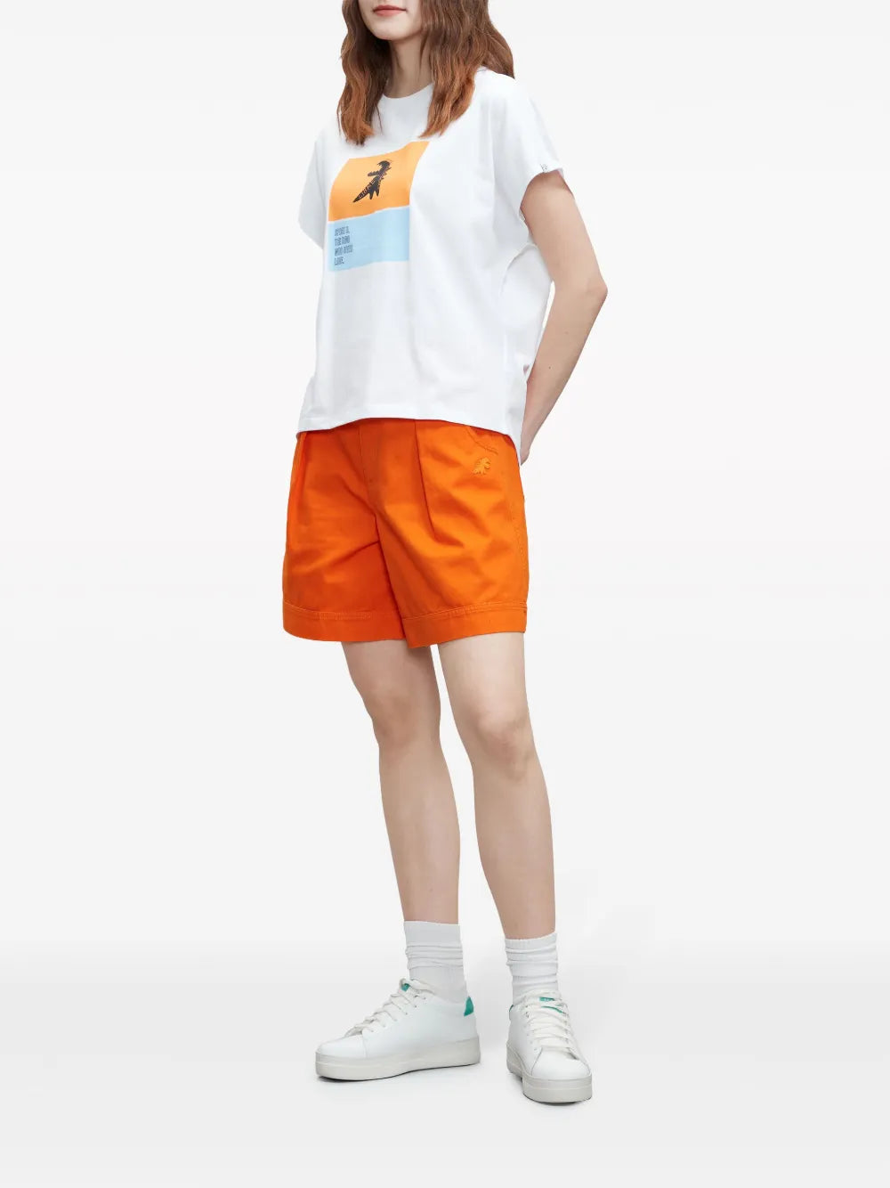 Dino-Embroidered Cotton Shorts